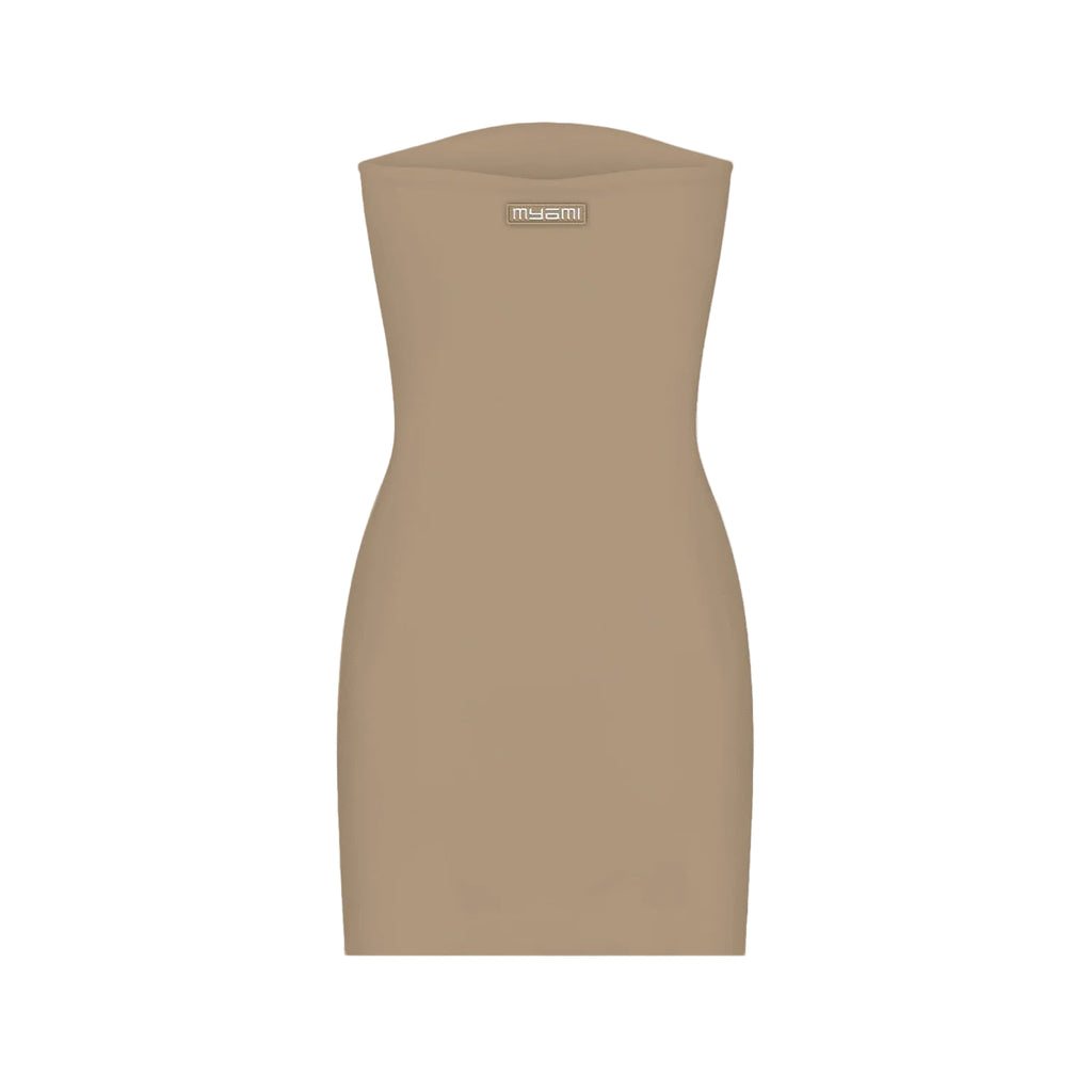 Nude strapless sculpting tube dress by MYAMI
