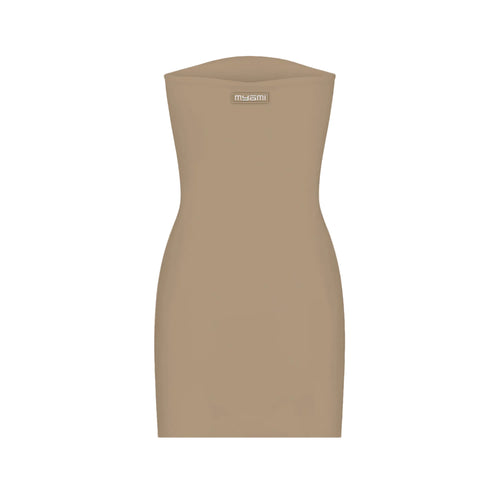 Nude strapless sculpting tube dress by MYAMI