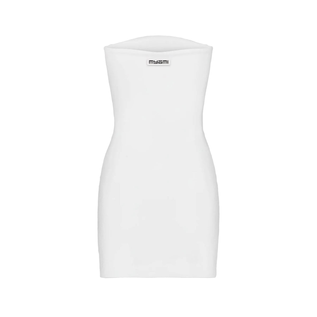 White strapless sculpting tube dress by MYAMI