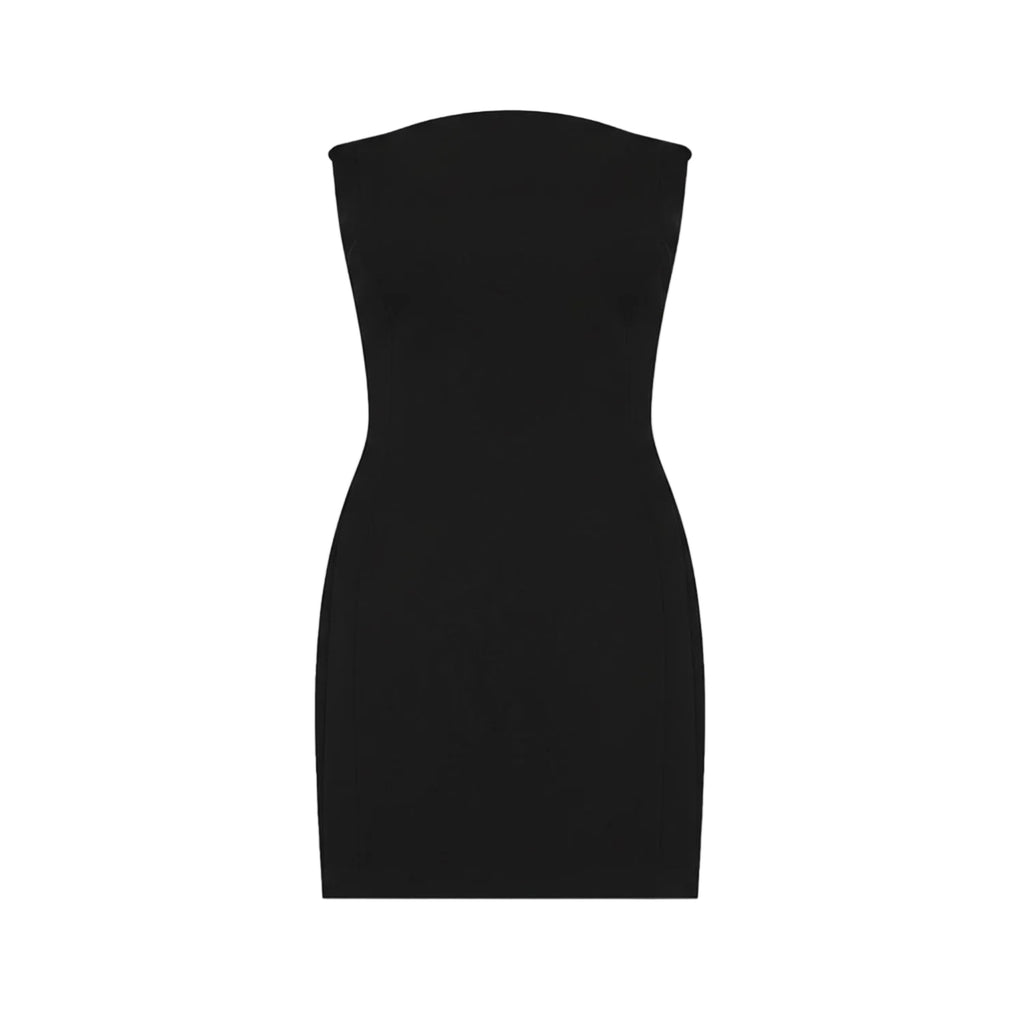 Black strapless sculpting tube dress by MYAMI