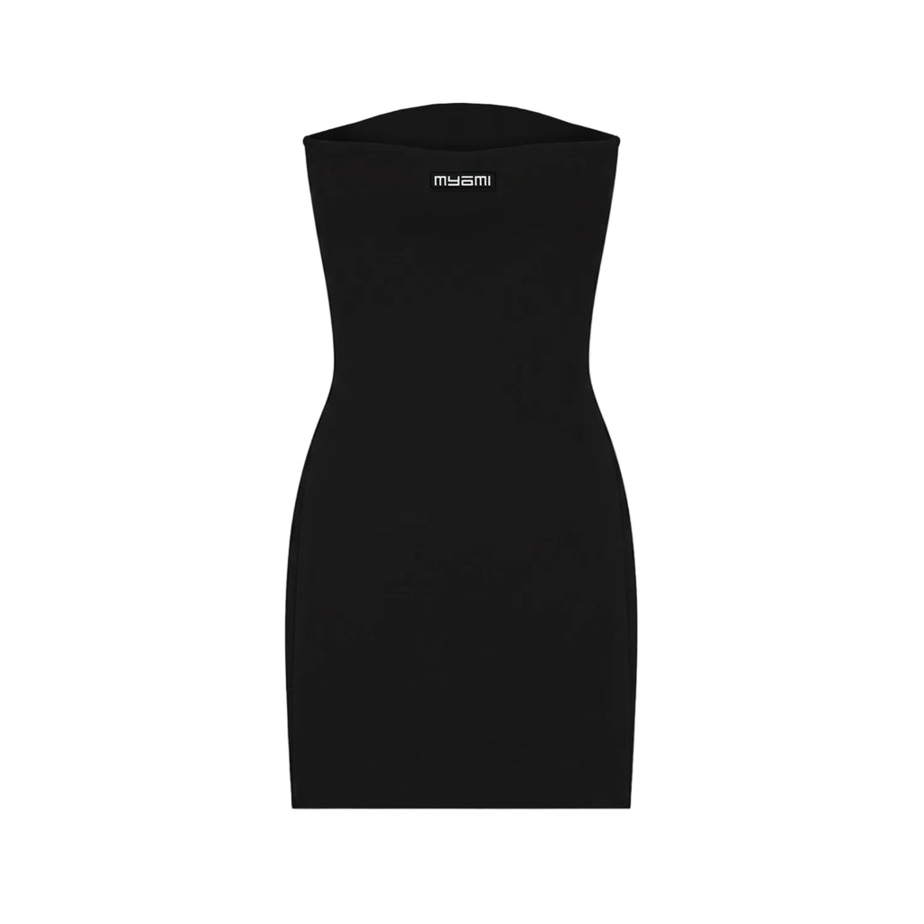 Black strapless sculpting tube dress by MYAMI