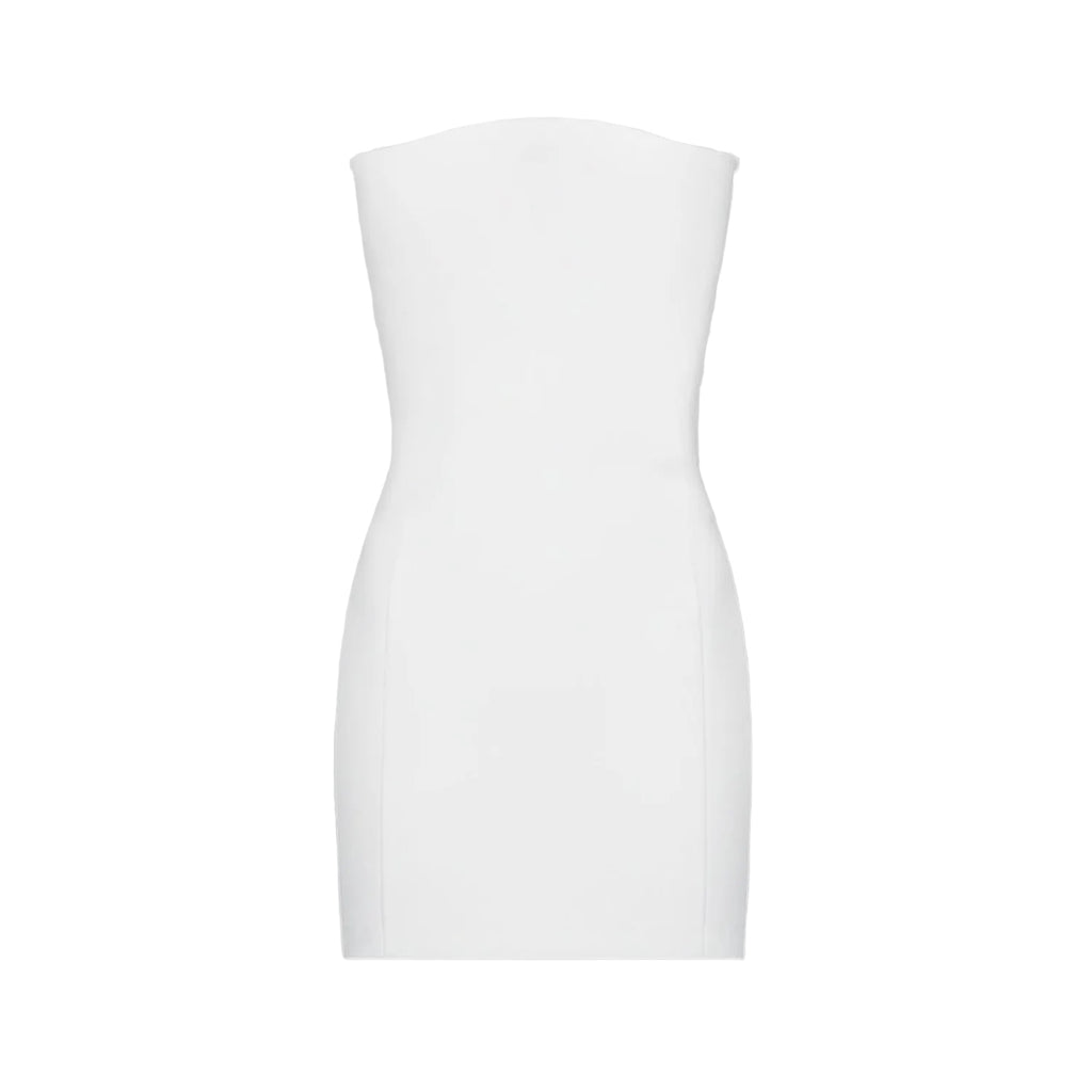 White strapless sculpting tube dress by MYAMI
