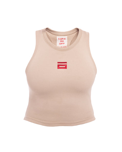 White sculpted racerback tank top by MYAMI