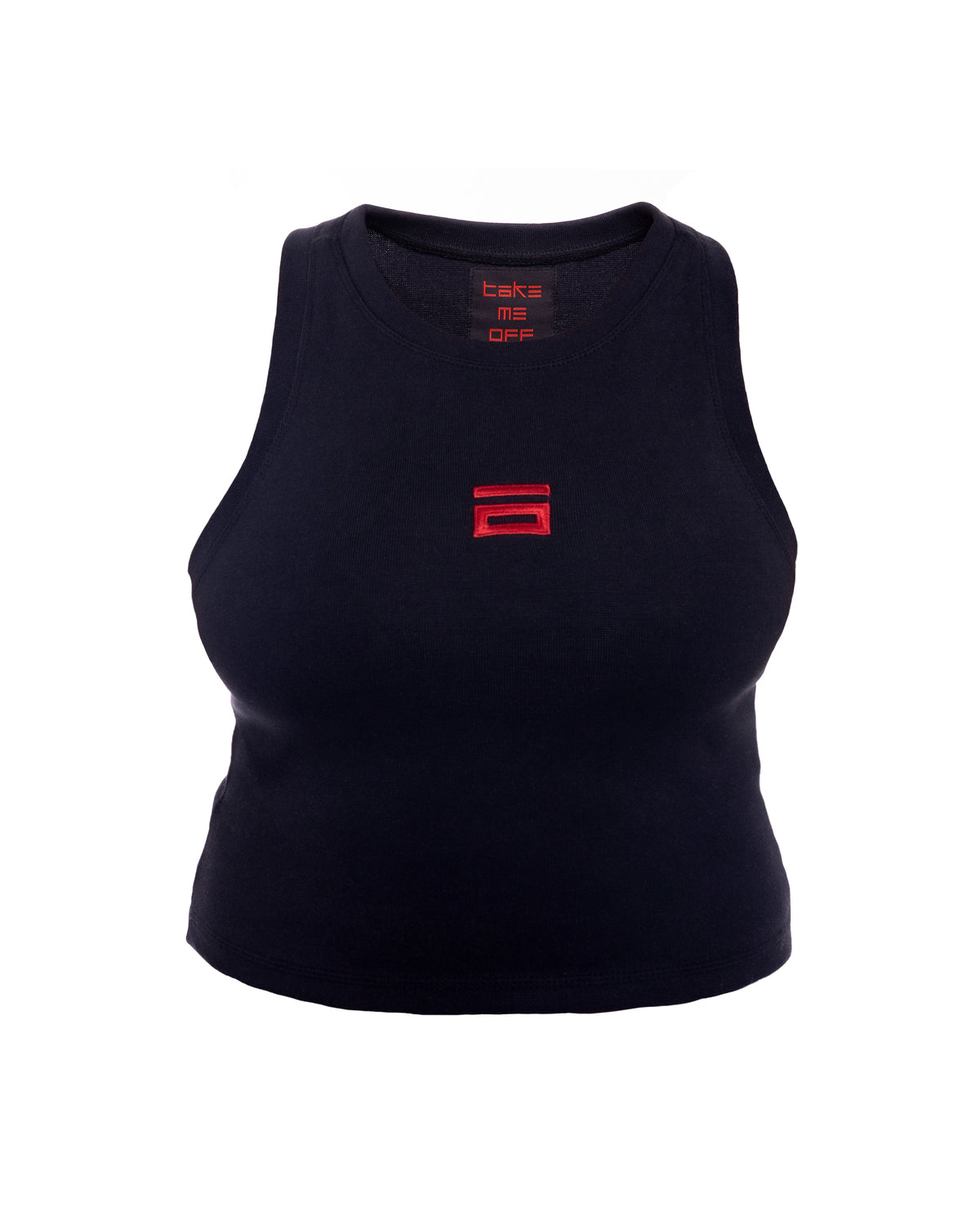 Black sculpted racerback tank top by MYAMI