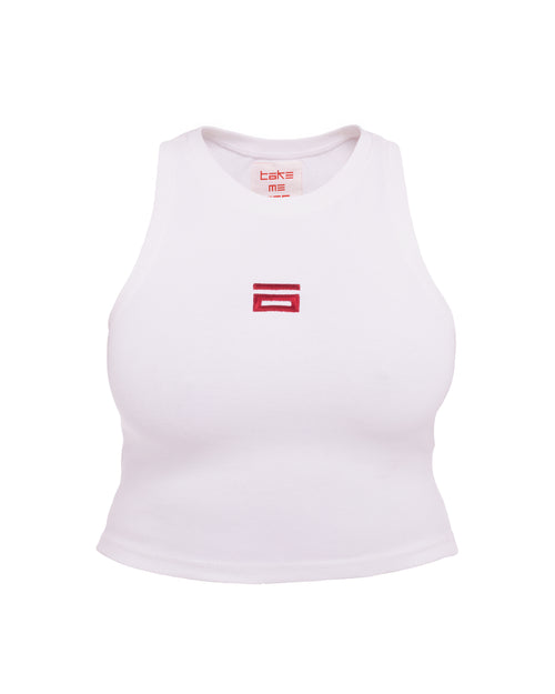 White sculpted racerback tank top by MYAMI